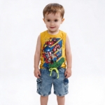 Conjunto Vingadores Short Jeans Marmorizado